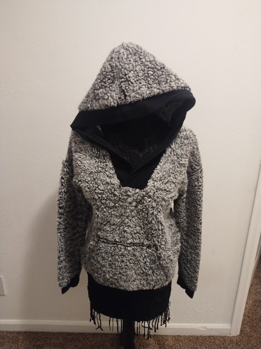 UNIONBAY Black Knit Sherpa-Lined Hoodie